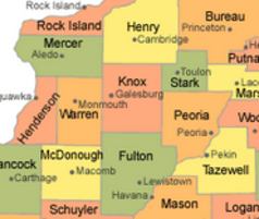Map of Knox County Illinois and adjacent counties
