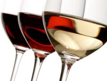 Red, Rose and White Wine in Wine Glasses